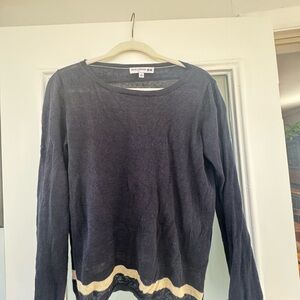 Uniqlo x Ines de la Fressage Navy size M linen sweater with Cream Stripe Hem
